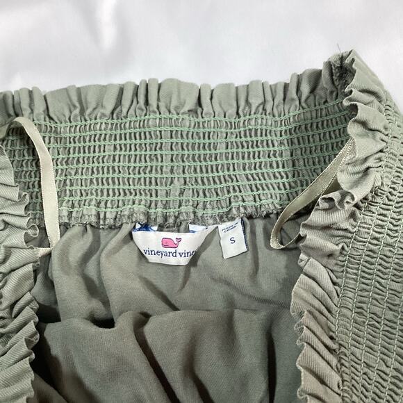 Vineyard Vines Green Madison Mini Dress Off-Shoulder Small Sage Smocked Preppy - Picture 6 of 7